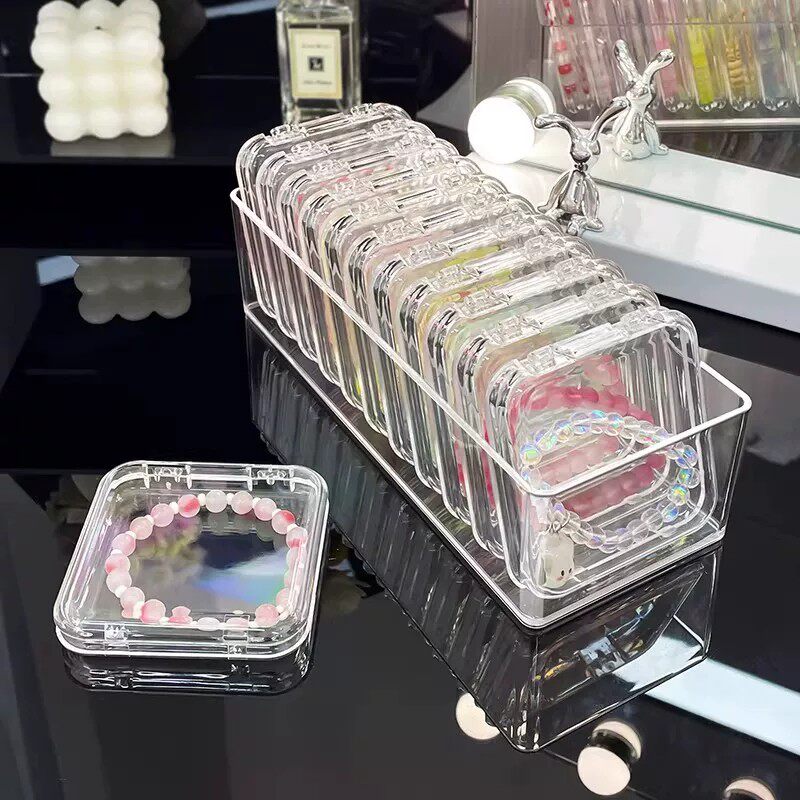 防氧化首饰盒子便携透明亚克力手镯链饰品文玩串珠水晶手串收纳盒图片