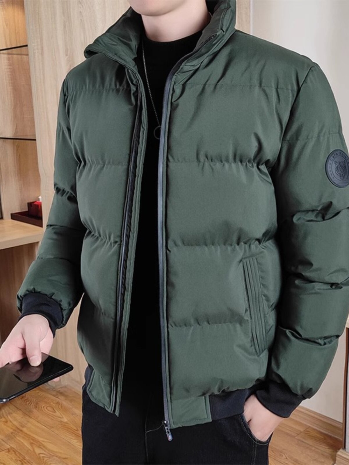 브랜드 정리 남성 다운 재킷 가을 겨울 두꺼운 따뜻한 캐주얼 스탠드 칼라 슬림핏 방한 코튼 재킷 트렌드