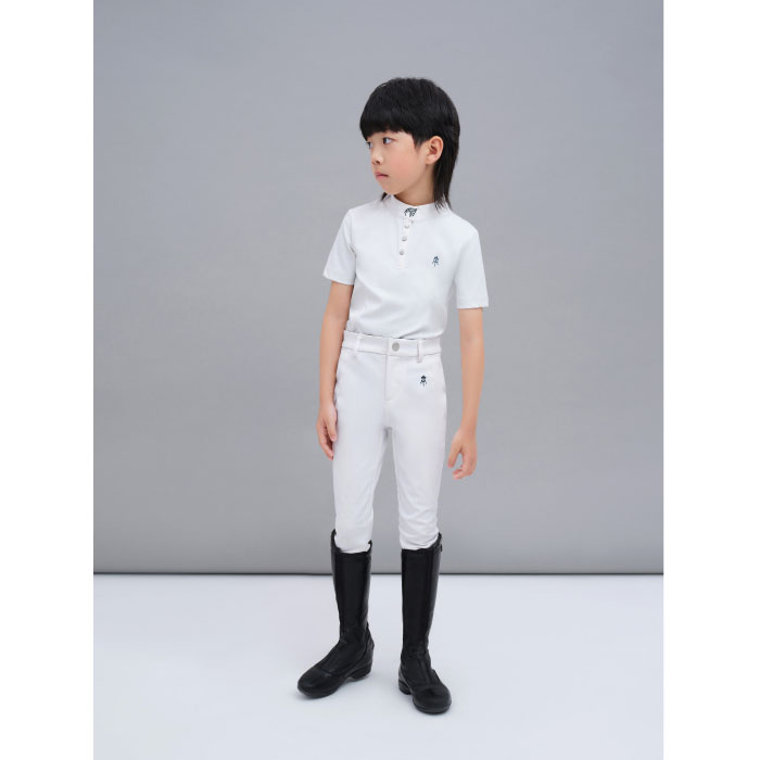 爱跃马儿童马术立领纯色运动T恤