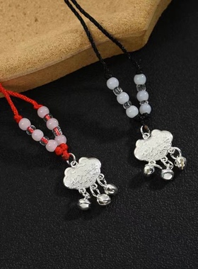 长命锁项链出入平安富贵情侣男款女款宝宝银色吊坠蛇骨链礼物编织