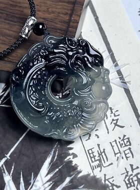 鱼化龙平安扣项链男女水墨国风