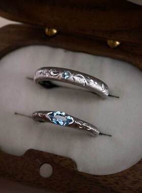 2025新款清冷感仿莫桑马眼钻戒指轻奢高级感镂空雕花情侣对戒爆款