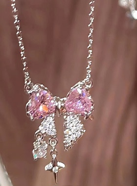 芒星蝴蝶结流苏项链女轻奢锁骨链时尚时尚潮流气质轻奢简约时尚