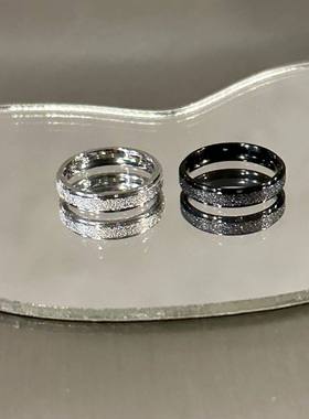 原创非黑即白满天星磨砂黑白戒指男女高级感轻奢设计情侣对戒指环
