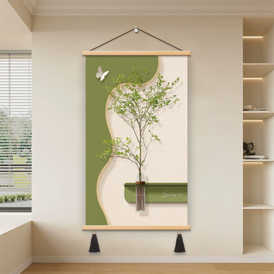 水培绿植现代风玄关装饰画2026新款高级感悬挂挂画撞色拼接入对门