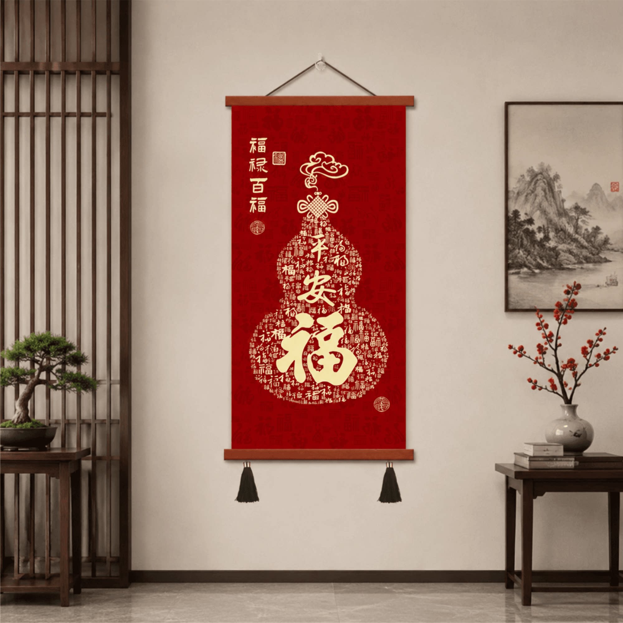 新款入户中式福禄百福平安福挂画客厅玄关走廊墙面装饰壁画轻奢风