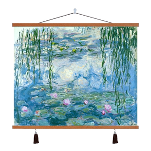 莫奈睡莲油画电表箱装饰画高级感配电箱免打孔布艺遮挡挂画可定制