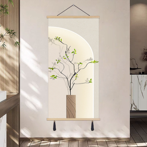 现代简约绿意时光装饰画轻奢走廊挂画奶油风小清新客厅玄关卧室画