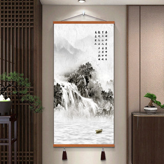 新中式山水风景入户玄关装饰画现代高档壁画客厅走廊过道水墨挂画