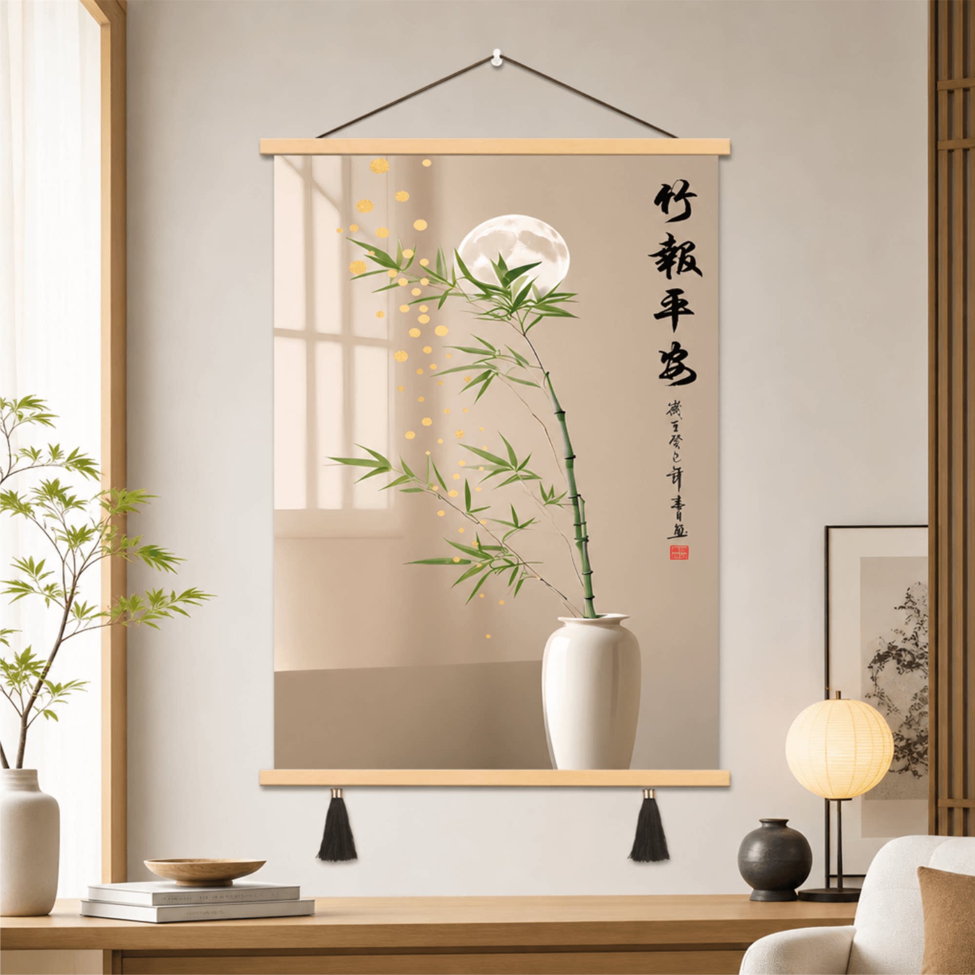新中式竹报平安玄关餐厅卧室茶室书房墙面轻奢禅意装饰画走廊挂画