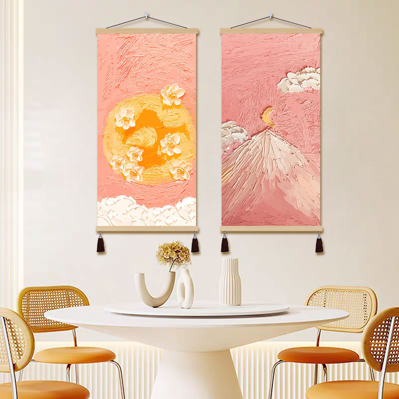 粉色系玄关挂画客厅装饰画