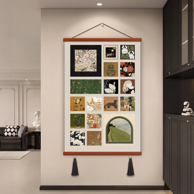 现代简约拼贴装饰画客厅卧室挂画高清油画布流苏松木框