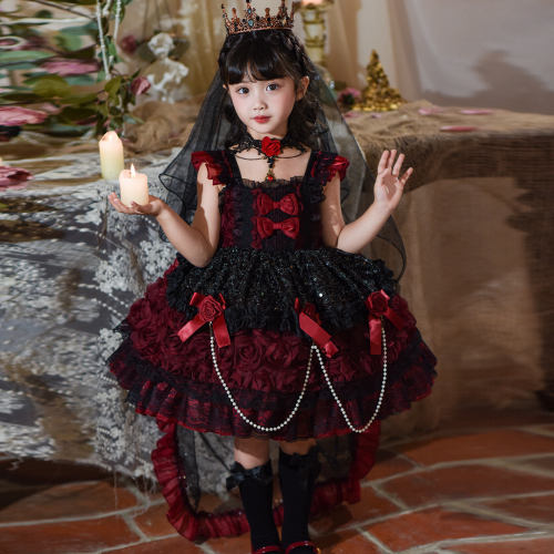 女童万圣节吸血鬼cos服玫