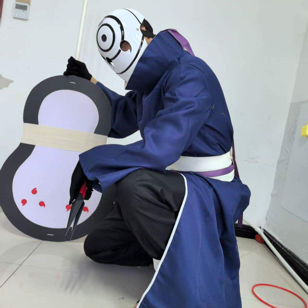 火影忍者宇智波带土cos服白面具男晓组织阿飞COSPLAY服装全套苦无