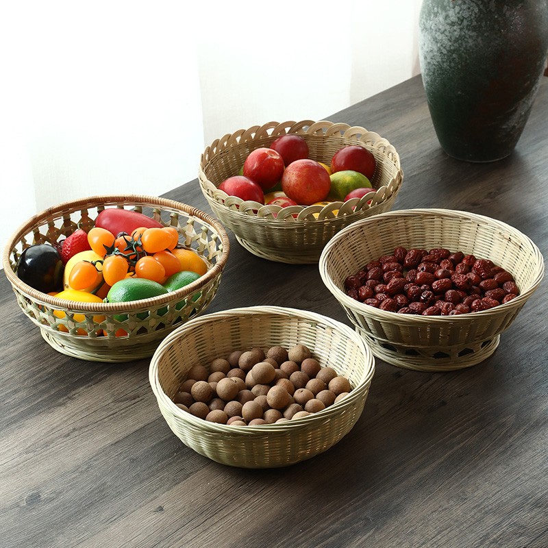 手工竹编篮子洗菜篮馒头馍筐竹青农家簸箕家用水果篮面包筐沥水篮