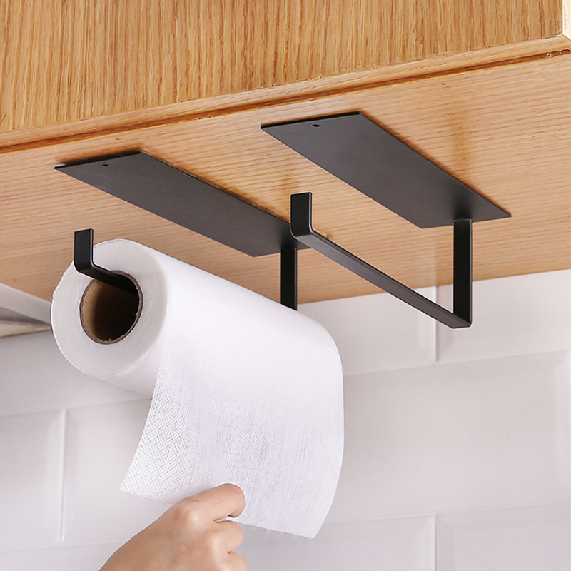 厨房纸巾架免打孔橱柜卷纸架置物架厨房用纸巾保鲜膜抹布收纳挂架