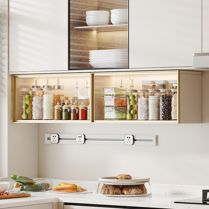 蜂窝铝合金厨房吊柜墙壁柜墙上调料储物柜阳台卫生间玻璃置物挂柜