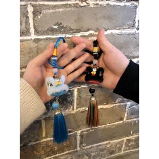 国潮狮头醒狮舞狮汽车车载后视镜挂饰男士女生迷你挂件吊坠车挂