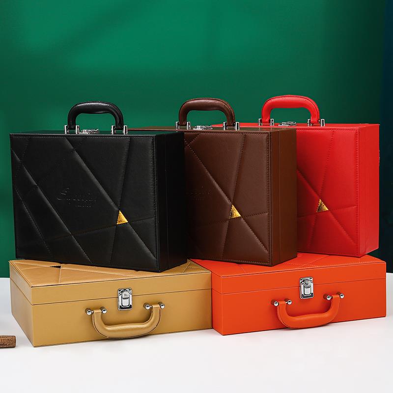 双支红酒皮盒通用高档红酒瓶包装盒手提红酒箱定制红酒盒2支礼盒