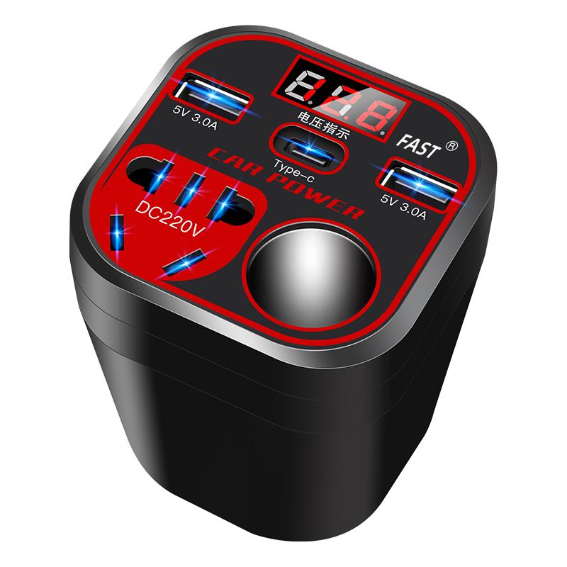 车载充电器12V24V转换220V快速充电大功率逆变器车载卡车手机插座