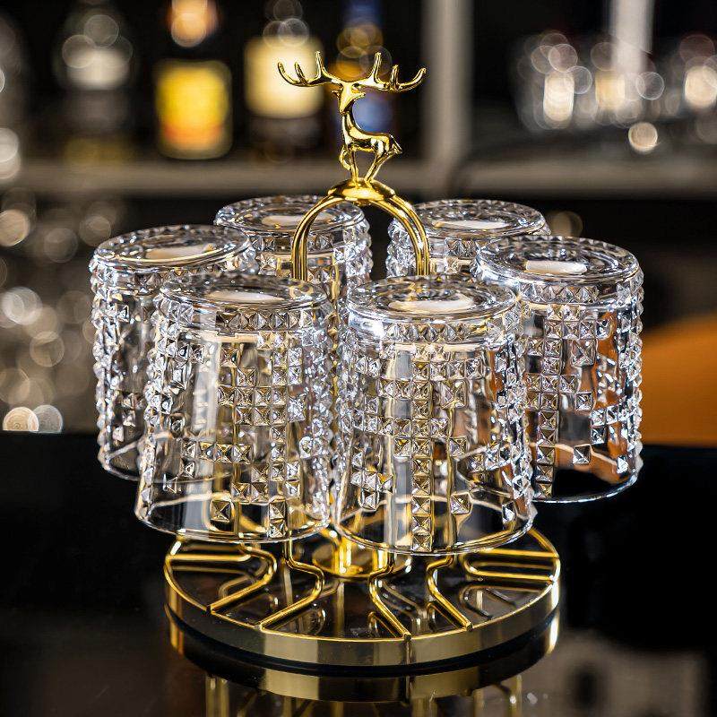 轻奢欧式水晶玻璃威士忌酒杯套装家用大号啤酒杯洋酒杯水杯果汁杯