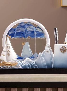 新中式一帆风顺笔筒家用办公室桌面收纳筒乔迁之喜装饰摆件礼物