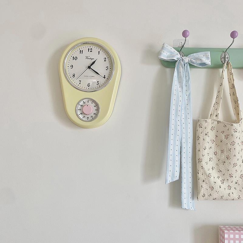 ins韩系少女博主款家居装饰挂钟客厅饭厅背景墙厨房计时器时钟