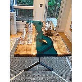 环氧树脂桌子大板实木原木餐桌厂家定制茶桌茶台方桌茶几河流桌