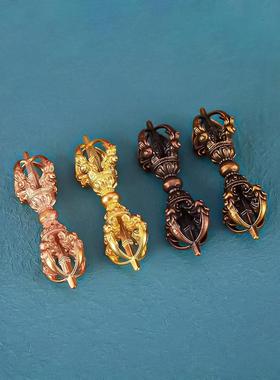 藏式五股金刚把手件尼泊尔珠宝黄铜红铜多色家居饰品