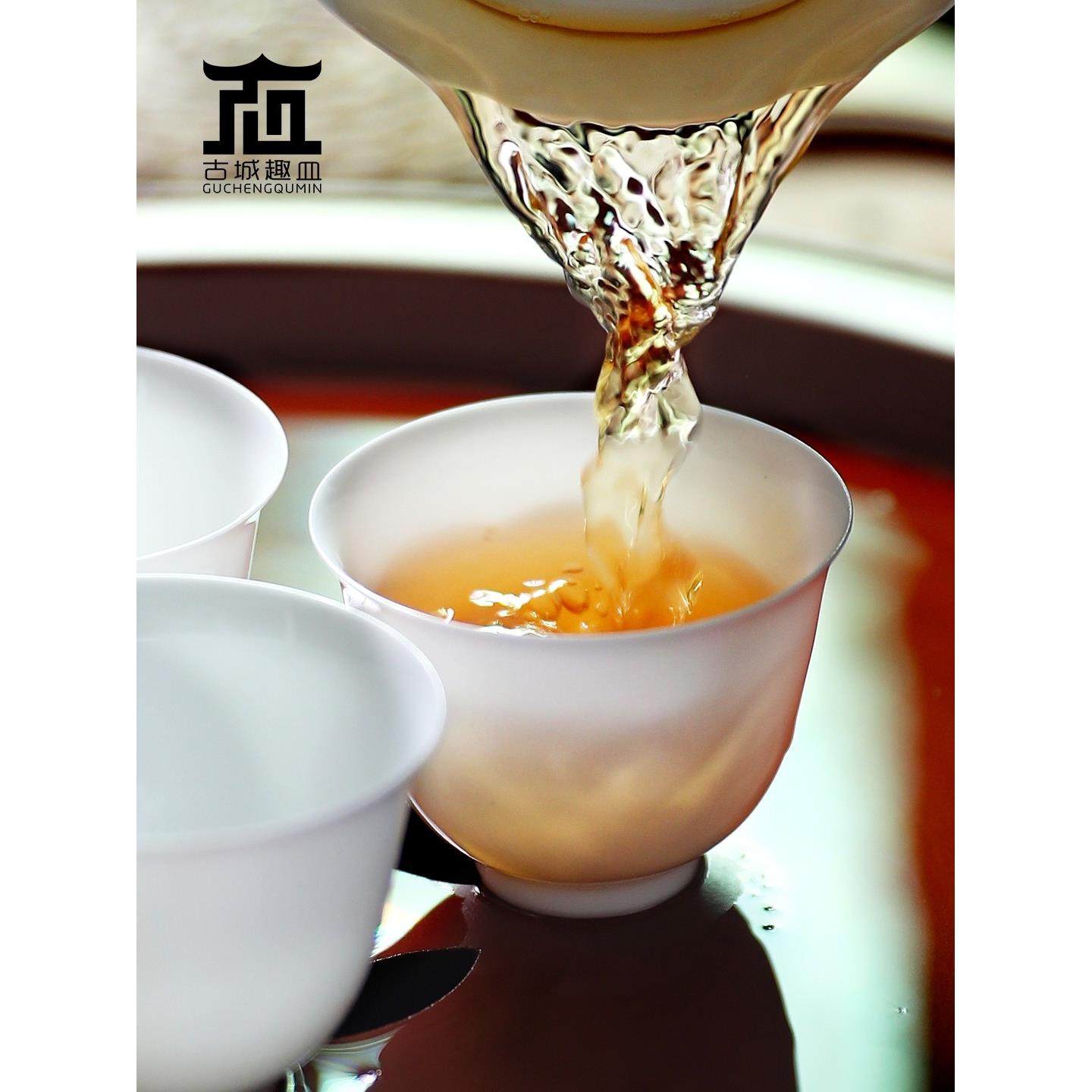 潮州功夫茶超薄骨瓷纯白玉兰铃茶品鉴功夫茶杯盖碗套反口不烫,餐饮具,茶杯,淘宝优惠券,粉丝福利购,淘宝优惠卷