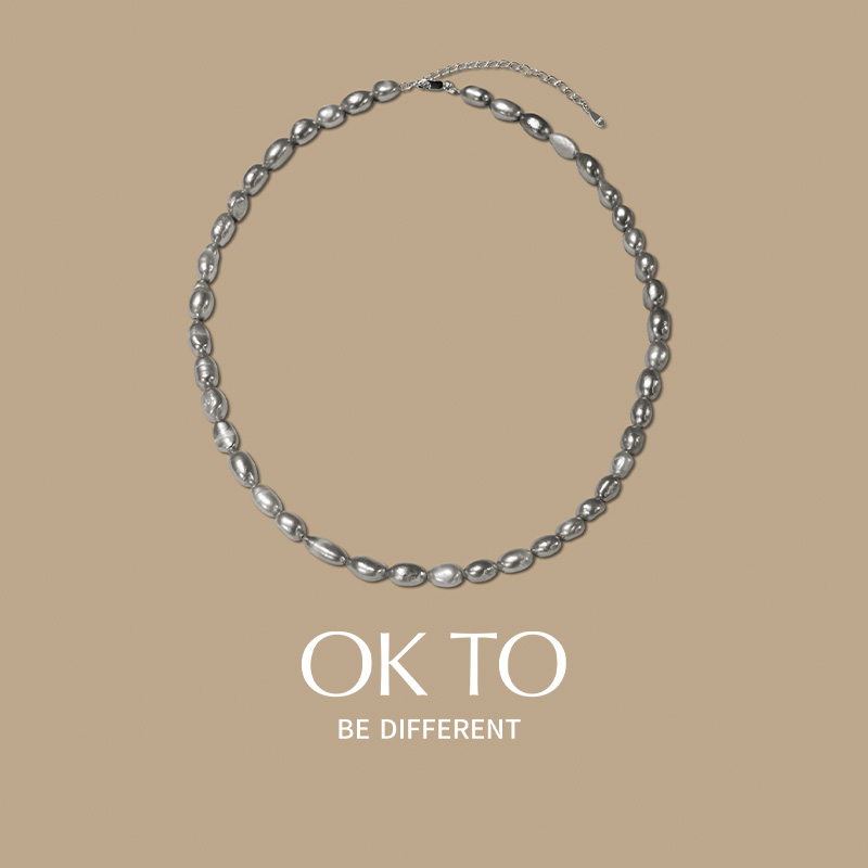 OKTO灰色异型巴洛克淡水珍珠项链