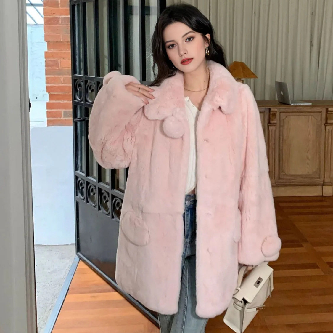 “雪球貂”仿水貂皮草外套女貂皮大衣2025新款环保毛皮草秋冬轻奢,女装/女士精品,皮草,淘宝优惠券,粉丝福利购,淘宝优惠卷