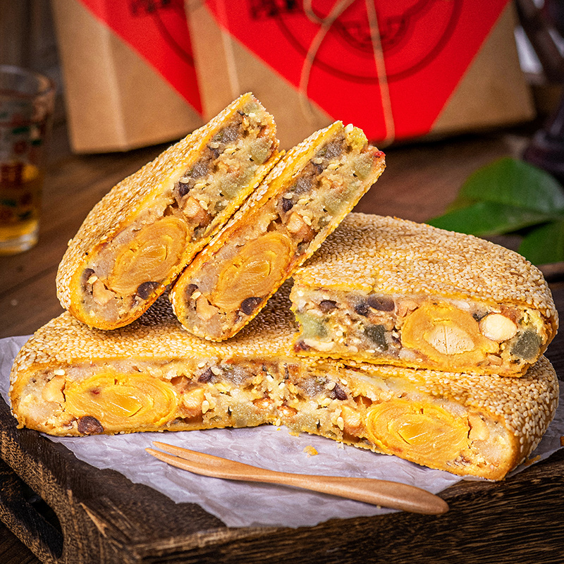 温州桥墩镇特产手工肉松蛋黄鲜肉五仁中秋爆款网红大月饼送礼盒装