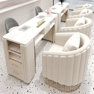 salon美甲桌椅套装 Nail 组合带吸尘器修甲台美容院美甲店沙发桌椅