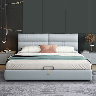 轻奢皮床现代简约1.8米北欧双人床1.5米储物床主卧床厂家 意式