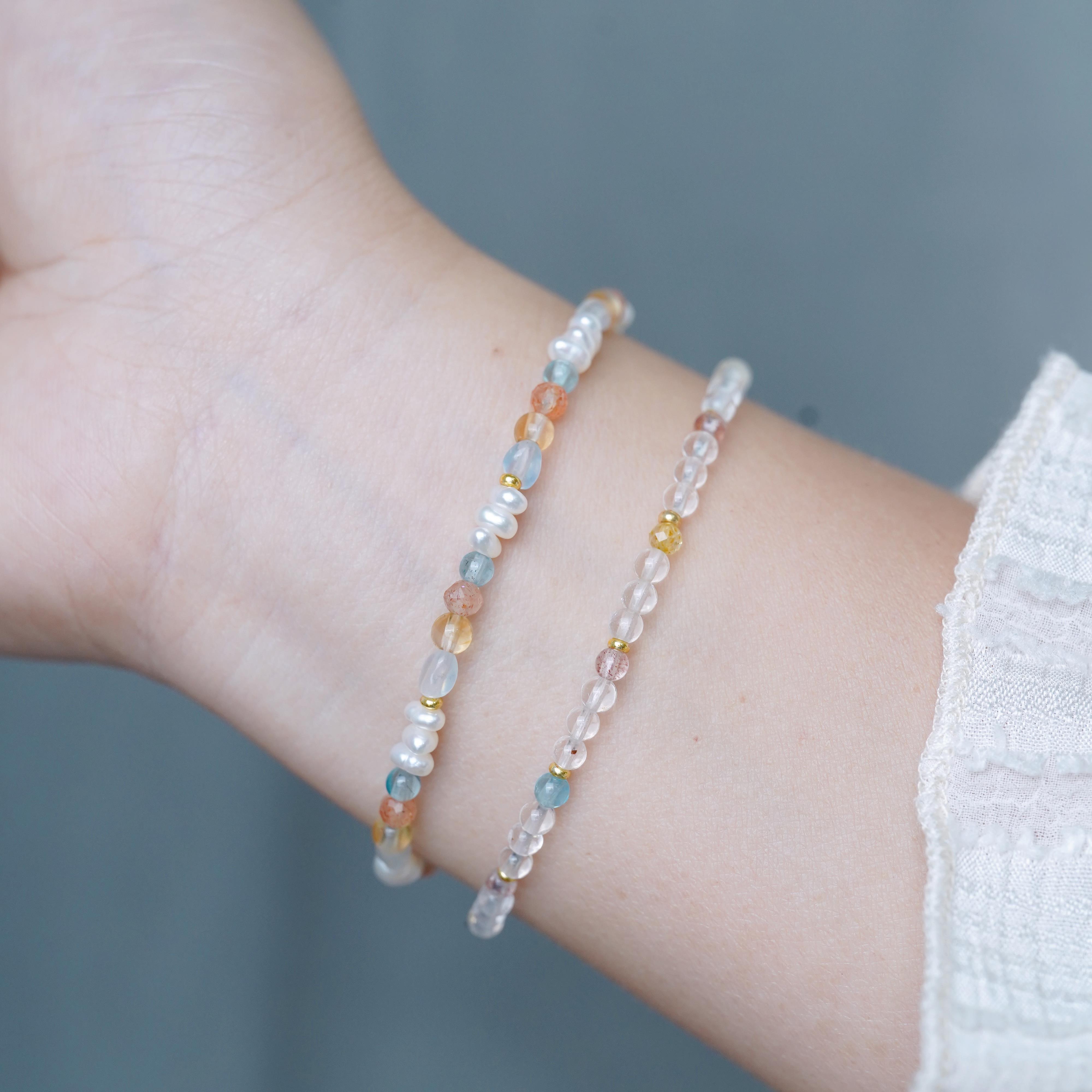 2026Timee恬觅 山中夏 天然淡水珍珠金太阳黄水晶蓝磷灰海蓝宝手