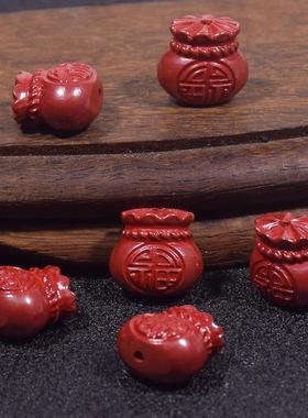 2026原矿朱砂帝王砂散珠福袋福字 DIY饰品挂件吊坠配件手串文玩配