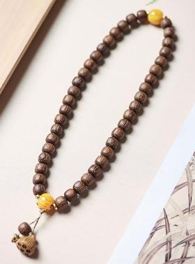 2026越南芽庄白奇楠沉香老型珠双圈手串沉水老料文玩男女款念佛珠