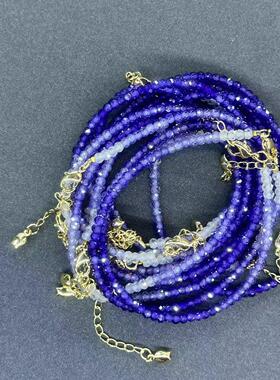 20262X3MM 算珠手链 紫蓝渐变乳锆石咪咪珠算盘子手作手链时尚饰