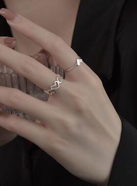 2026镂空爱心套装戒指女气质小众设计感指环ins风个性简约食指戒