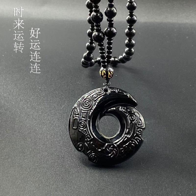 2025名族风长款毛衣链时来运转平安扣吊坠男女款百搭项链挂件