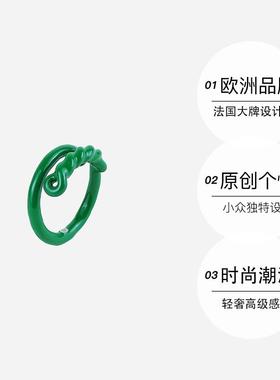 2026【自营】leqiyuan绿色珐瑯彩戒指女时尚小众麻花螺旋设计高级