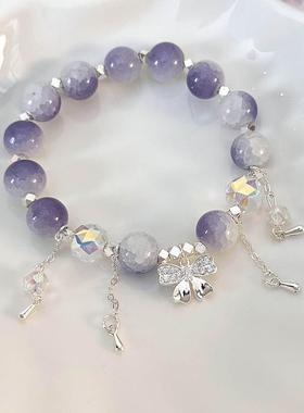 2026蝴蝶碎花天使小众彩色手串大小双拼爆花晶串珠手链手饰送闺蜜