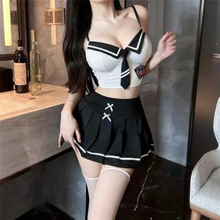 JK制服日系学院风甜美海军领cosplay学生装抹胸吊带百褶短裙套装