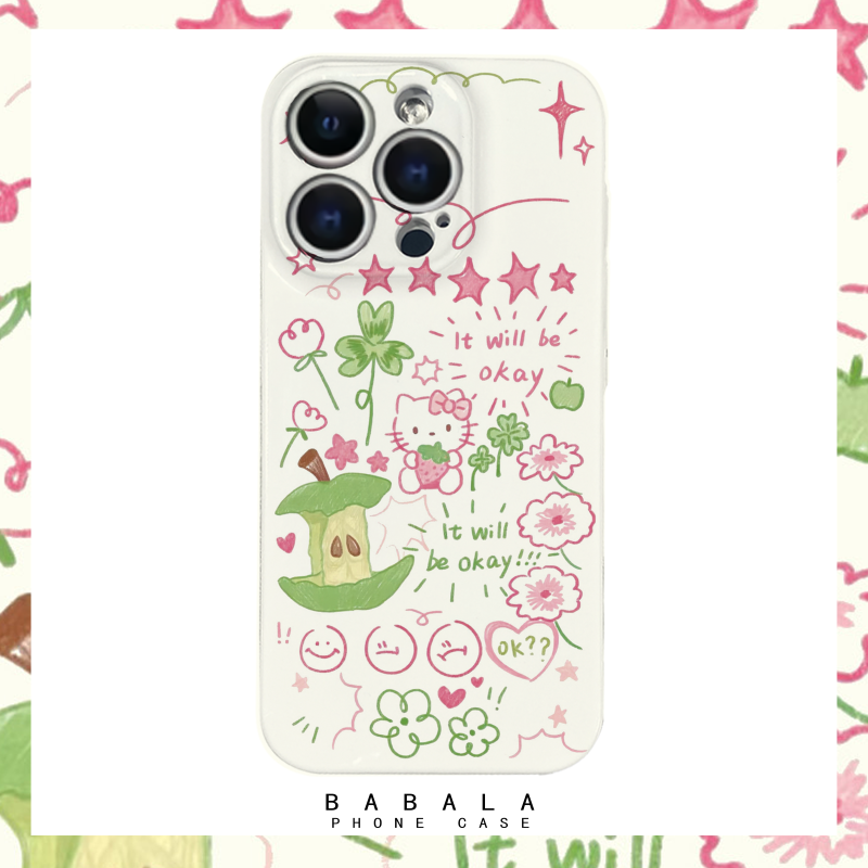 卡通简笔画凯蒂猫苹果菲林二合一手机壳适用苹果17nova14华为p70mate60小米15opporen14ovivo荣耀300iPhone16