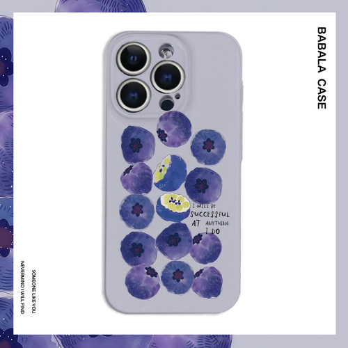 清新油画水墨蓝莓艺术菲林二合一手机壳适用苹果17nova14华为p70mate60小米15opporen14ovivo荣耀300iPhone16 - 封面
