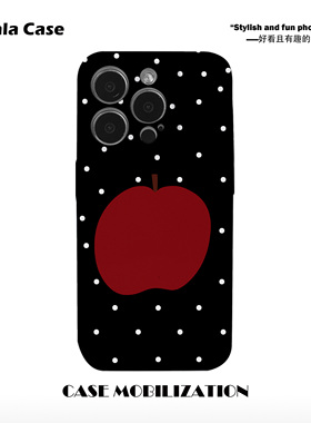 艺术白色波点红苹果菲林二合一手机壳适用苹果17nova14华为p70mate60小米15opporeno14vivo荣耀300iPhone16