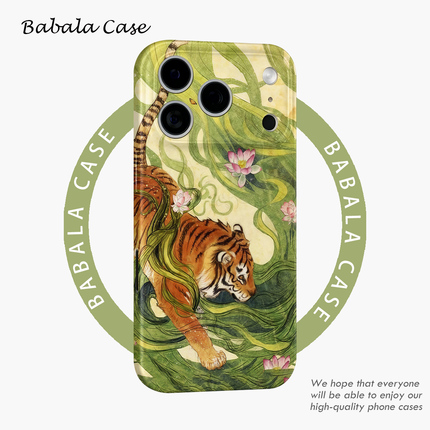 Artistic Painting Lotus Flower Walking Tiger Film Two-In-One Phone Case Suitable for Apple 17Nova14 Huawei P70Mate60 Xiaomi 15Opporeno14Vivo Honor 300 Iphone16