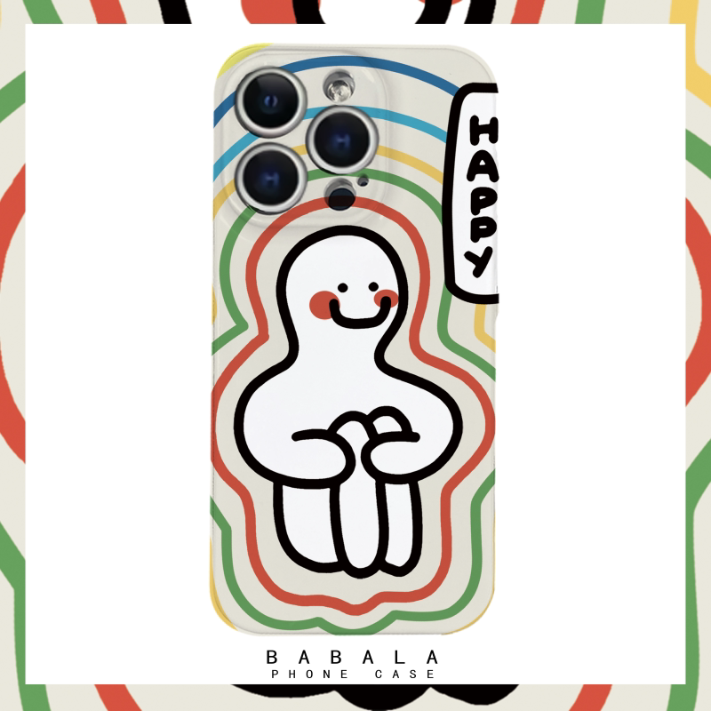 一定要快乐简笔画菲林手机壳适用iphone15/14promax苹果13硬15plus