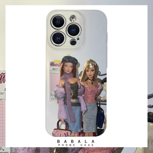 欧美时尚购物芭比女生菲林二合一手机壳适用苹果17nova14华为p70mate60小米15opporen14ovivo荣耀300iPhone16